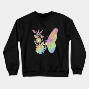 rainbow butterfly - white outline Crewneck Sweatshirt